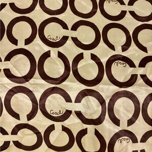 Coach Brown and Cream Logo Silk Scarf